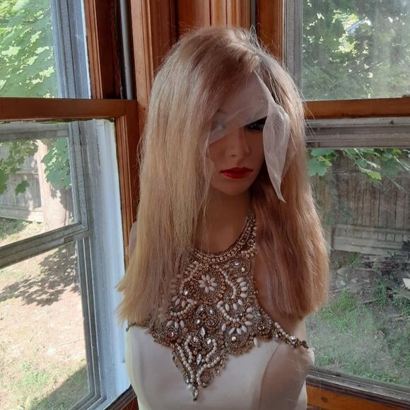 Honey blonde lace front wig 100% human hair 18''
